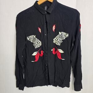 Heart & Dagger Black Exotic Embroidered Long Sleeve, Medium